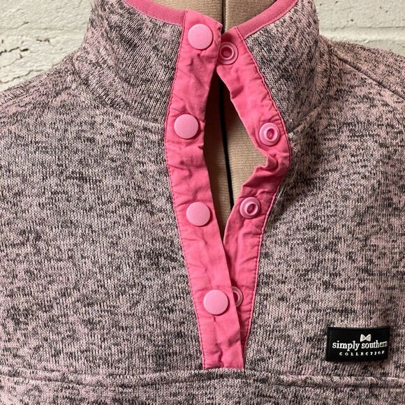 Simply Southern Pink Pullover Fleece Knit Sweater Medium - Picture 2 of 10